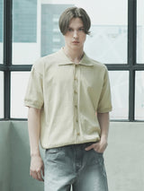 オープン半袖ニット / T1015 OPEN SHORT-SLEEVED KNIT_BEIGE