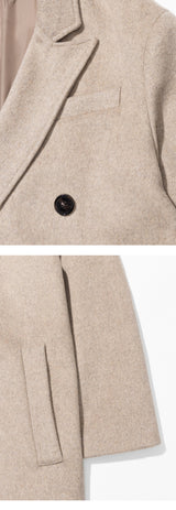 Merino Wool Overfit Double Long Coat (Sand Beige)