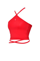 2ウェイホルタースパンクロップスリーブレストップ/2-way halter span crop sleeveless top (red)