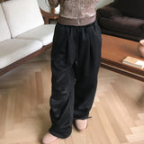Twee pintuck two-way banding long wide jogger pants