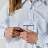 DOUBLE HOLDER STRAP STRIPE SHIRT SKY BLUE