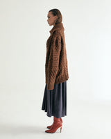 UNISEX MERINO WOOL CABLE KNIT ZIPUP W - MOCHA (6636048613494)