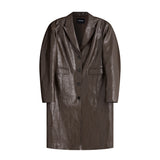 レザーシングルロングコート / Leather Single Long Coat (brown)