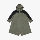ウォータープルーフフードロングシェルパーカー オリーブ