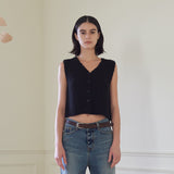 ボタン ニットベスト/BUTTONED KNIT VEST (BLACK)