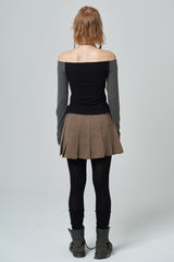 Pleated skirt_brown (6676835598454)