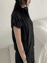 Kaco Nylon Puff Cropped Short-Sleeved Windbreaker Zip-Up