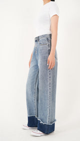 ワイドフィットロールアップデニムパンツ/WIDE FIT LIGHT BLUE ROLL UP DENIM PANTS [16635]