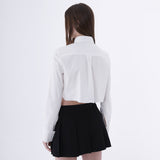 ネクタイクロップシャツ/0 1 CT necktie crop shirt - WHITE