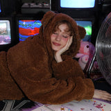 パンクベアフリースジャケット / 0 1 punk bear fleece jacket - BROWN