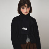 FLUFFY KNIT MUFFLER, BLACK