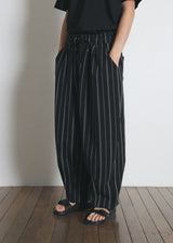 DOTTED-STRIPE BALLOON SWEAT PANTS (Black) / ドットストライプバルーンスウェットパンツ
