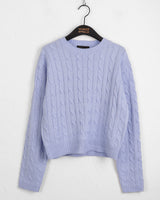 Rolpe Twisted Cable Round Crop Long-Sleeved Knit
