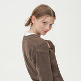 WOOL CROP KNIT CARDIGAN_BROWN (6610811912310)