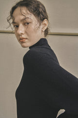 アンバランスニットドレス/UNBALANCED KNIT DRESS_BLACK