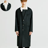 collarless front cover coat black (6615480959094)