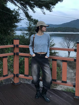 Plant wide denim pants 