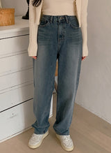 BL Washing Denim Wide Pants