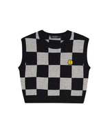 CHECKERBOARD KNIT VEST BLACK (6608604102774)