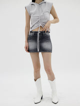 ローライズブラックブルースカート / low rise black blue skirt