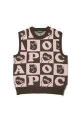 Hope Checker-Board Knit Vest_Brown (6678732439670)