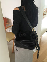 ルティンリボンストラップオフショルダーリブニット