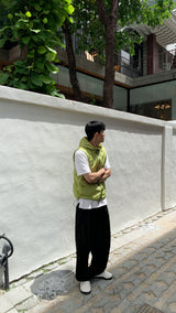 アウトポケットナイロンフードベスト / Out pocket nylon hood vest 4color