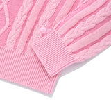 スモールチェリーツートンケーブルクロップニット／SMALL CHERRY TWO-TONE CABLE CROP KNIT [PINK]