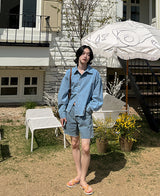 クロップデニムシャツ / crop denim shirt