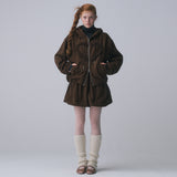 FRILL HEART HOODIE, BROWN