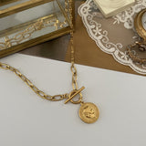 エリザべサンコイントグルバーチェーンシンプルネックレス / al Elizabethan coin toggle bar chain simple necklace