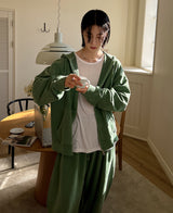 ニットピグメントフードジップアップ / Kint pigment hood zip-up (3 color)