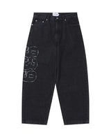 939 APPLIQUE DENIM PANTS (BLACK)