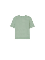 ウェービングパターン半袖ニット/WEAVING PATTERN SHORT SLEEVE KNIT TOP MINT (6586891305078)