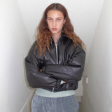 VEGAN LEATHER PUFFER BLOUSON_BLACK