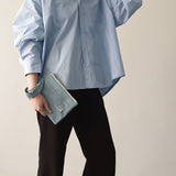  Oxford simple line strap pouch - skyblue gray