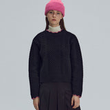 Wave cable round knit - Black (6674920374390)