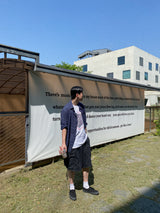 Washing cargo half denim 2color