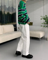 ウォパラウンドネックストライプモヘアニットウェア / EV WOPA Round Neck Striped Mohair Knitwear (3 colors)