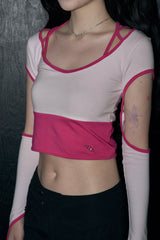 string circle crop top - pink