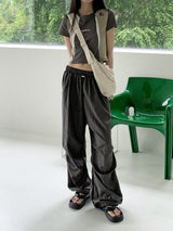 メトムレッグシャーリングバスロックナイロンツーウェイジョガーパンツ/ Methom Leg Shirring Baslock Nylon Two Way Jogger Pants