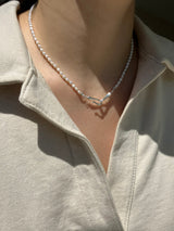 [92.5silver] hook pearl necklace