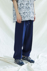 フロントシームツーウェイワイドスウェットパンツ / FRONT SEAM 2WAY WIDE SWEAT PANTS NAVY (6554443513974)