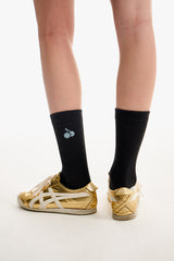 モノチェリーカラーコンビネーションソックス／MONO CHERRY COLOR COMBINATION SOCKS [GRAY CHARCOAL]