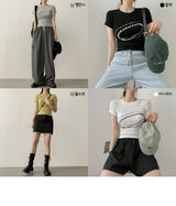 Wave Lettering Cropped Short-Sleeved T-Shirt