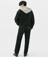 WASHING STITCH DENIM JACKET (BLACK) (6585252053110)