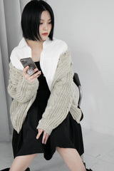 ケーブルハイネックジップアップカーディガン / Cable high neck zip-up cardigan (6color)