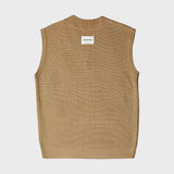 BADGE KNIT VEST (BEIGE) (6603658625142)