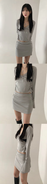 ペリーストラップシャーリング長袖Tシャツ / Perry Strap Shirring T (2color)