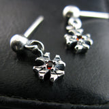 シャイニークロスD1ガーネットシルバーイヤリング / Shiny Cross-D1 Garnet silver earring (4595508772982)